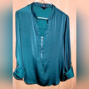 Forever 21 zipped teal blouse top Size Small